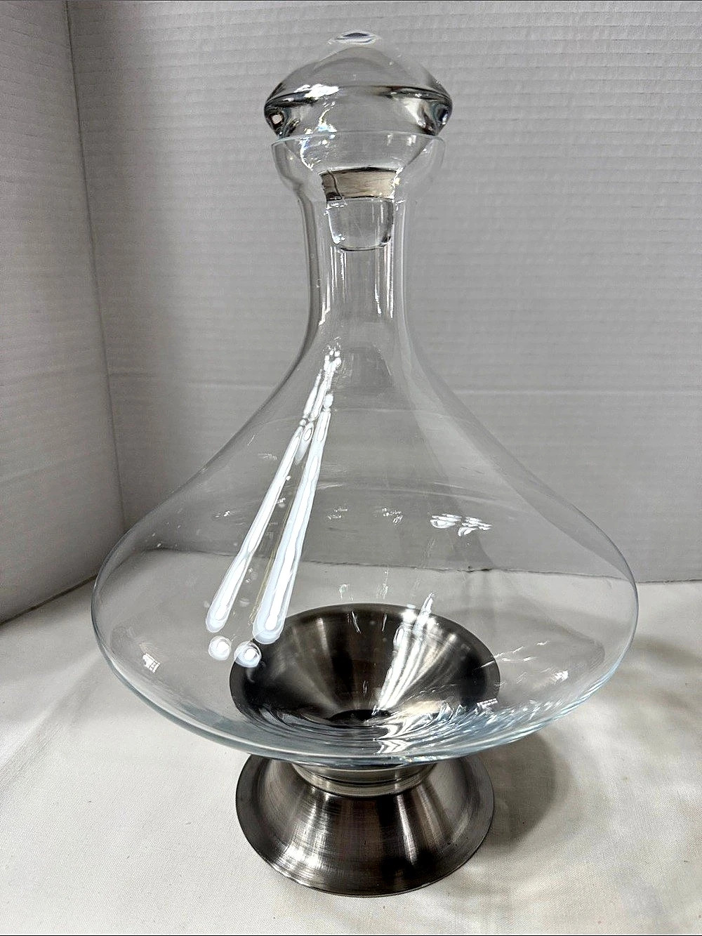 Franmara Orbital Wine Decanter with Silver Plated Base and Crystal Stopper 60oz
